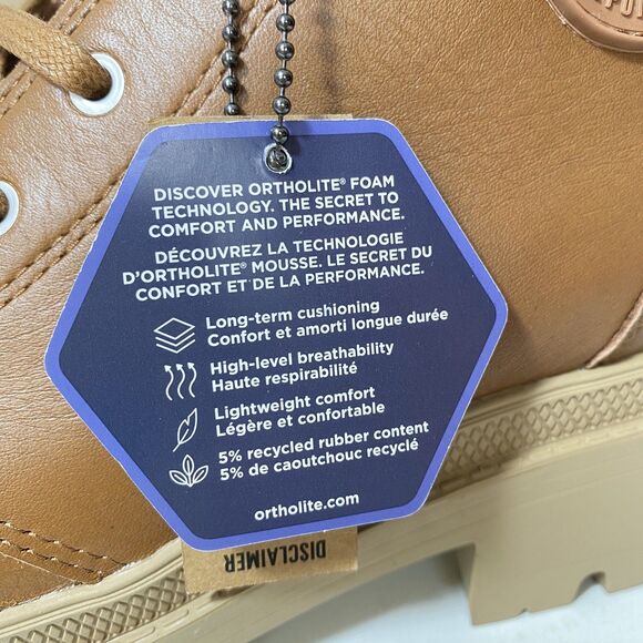 NEW $129 Sundance Palladium Mid Combat Boots Tan Leather Side Zip Chunky Sole 10 - Picture 12 of 14